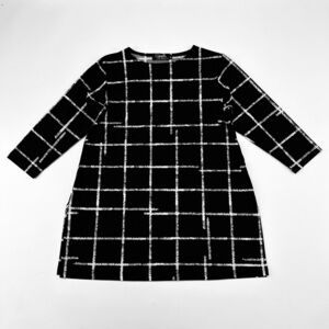 Sympli black white windowpane check polyester tunic Size 8